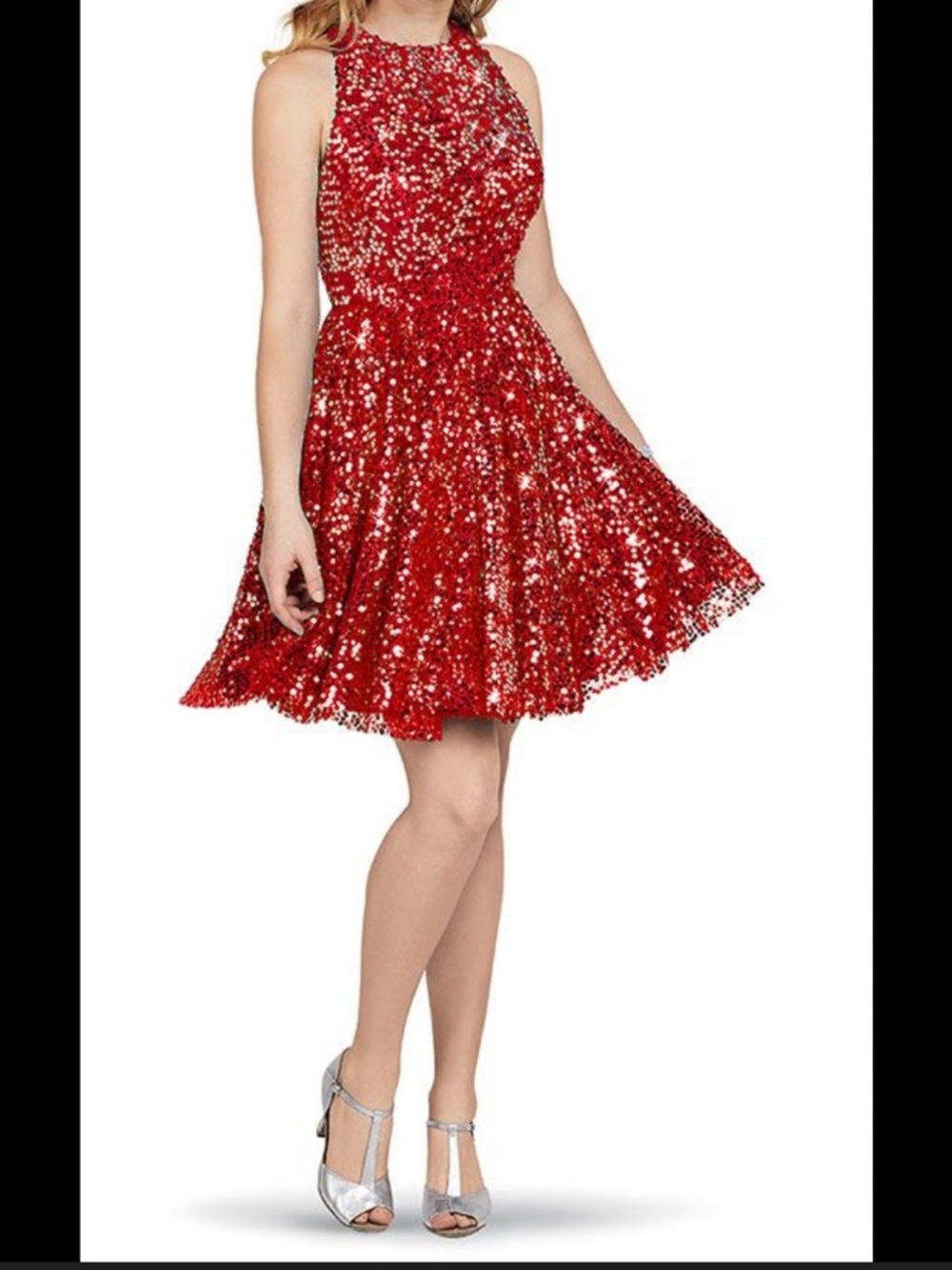 Sherri Hill Red Sequin Fit-and-Flare Prom Dress
